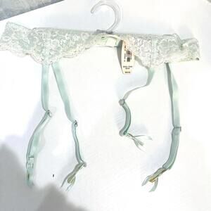 NWT Victoria's Secret VERY SEXY? Lace Garter Belt XS/S Teal blue Pastel Lingerie